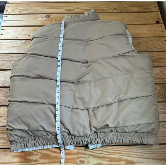 Vintage Cinch Reversible Puffer Vest Size XL Men’s Tan Down Filled Lofty - Picture 8 of 11